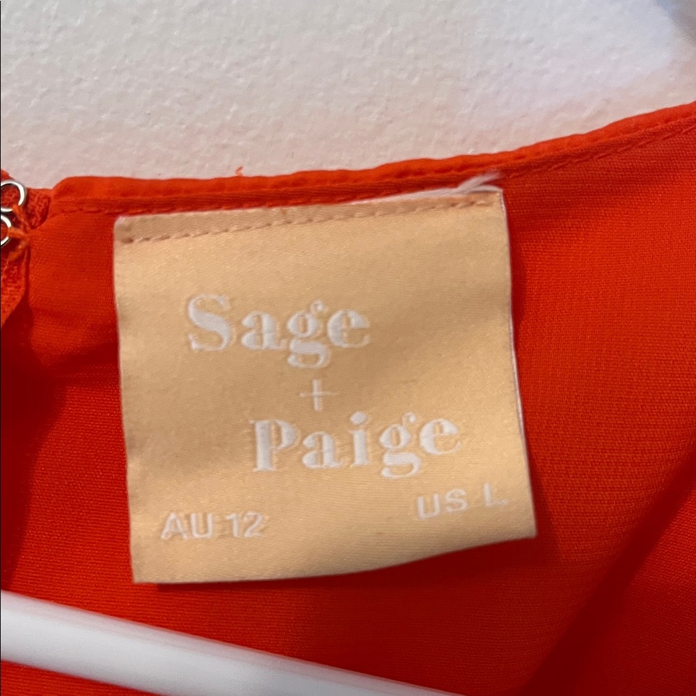 Sage + Paige Deep V Neck Front Cut-Out Mini Dress Long Sleeves Orange Size L - Picture 2 of 7